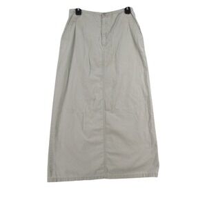 Eddie Bauer Womens Khaki Cotton Twill Maxi Skirt Tan Long Straight Vent Size 6